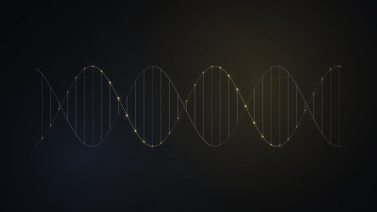 Glowing double helix, representing the meeting of AI, quantum computing and the life sciences
