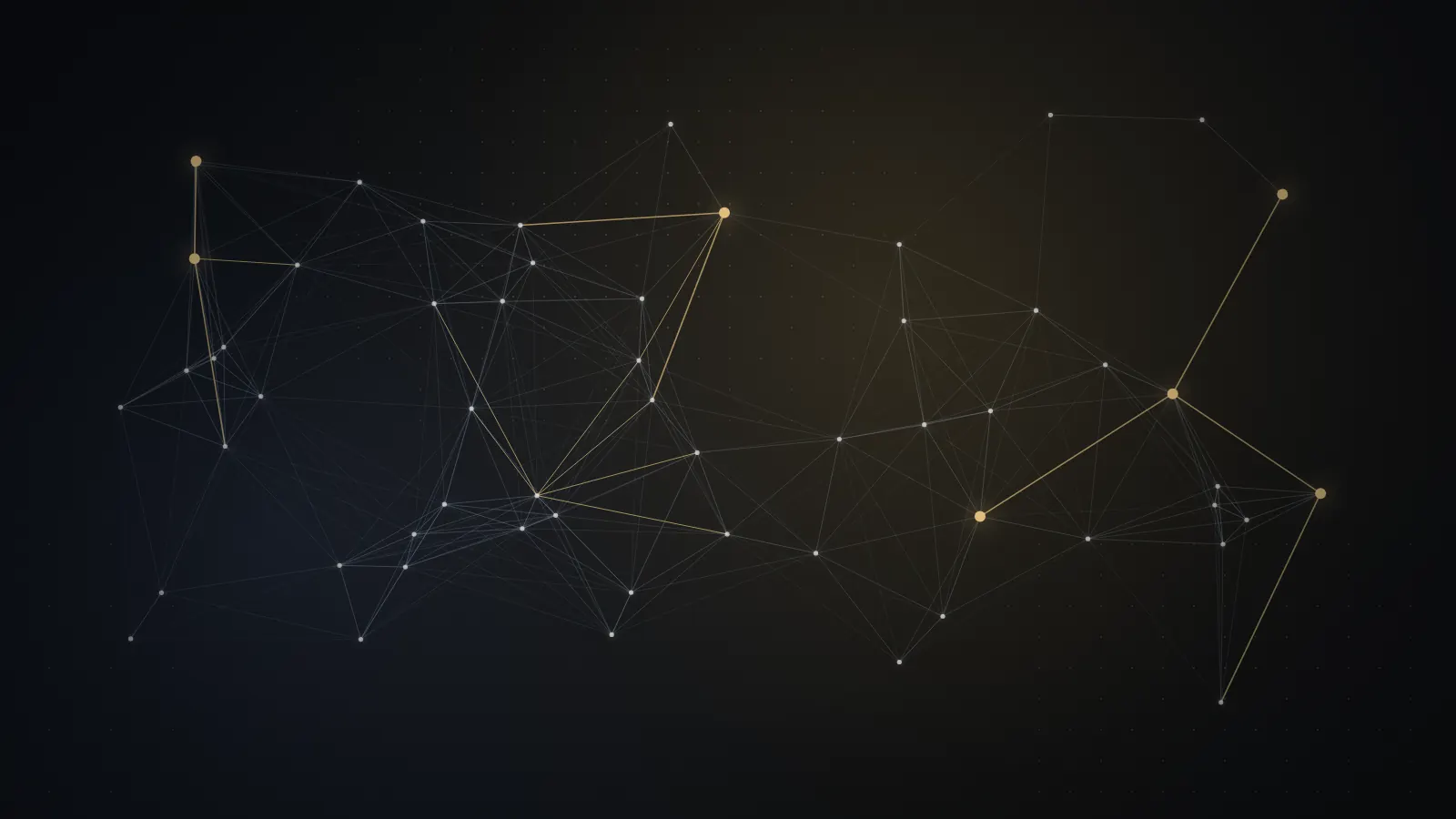 Network of nodes where gold paths route around an older core, representing a legacy system wrapped by modern APIs