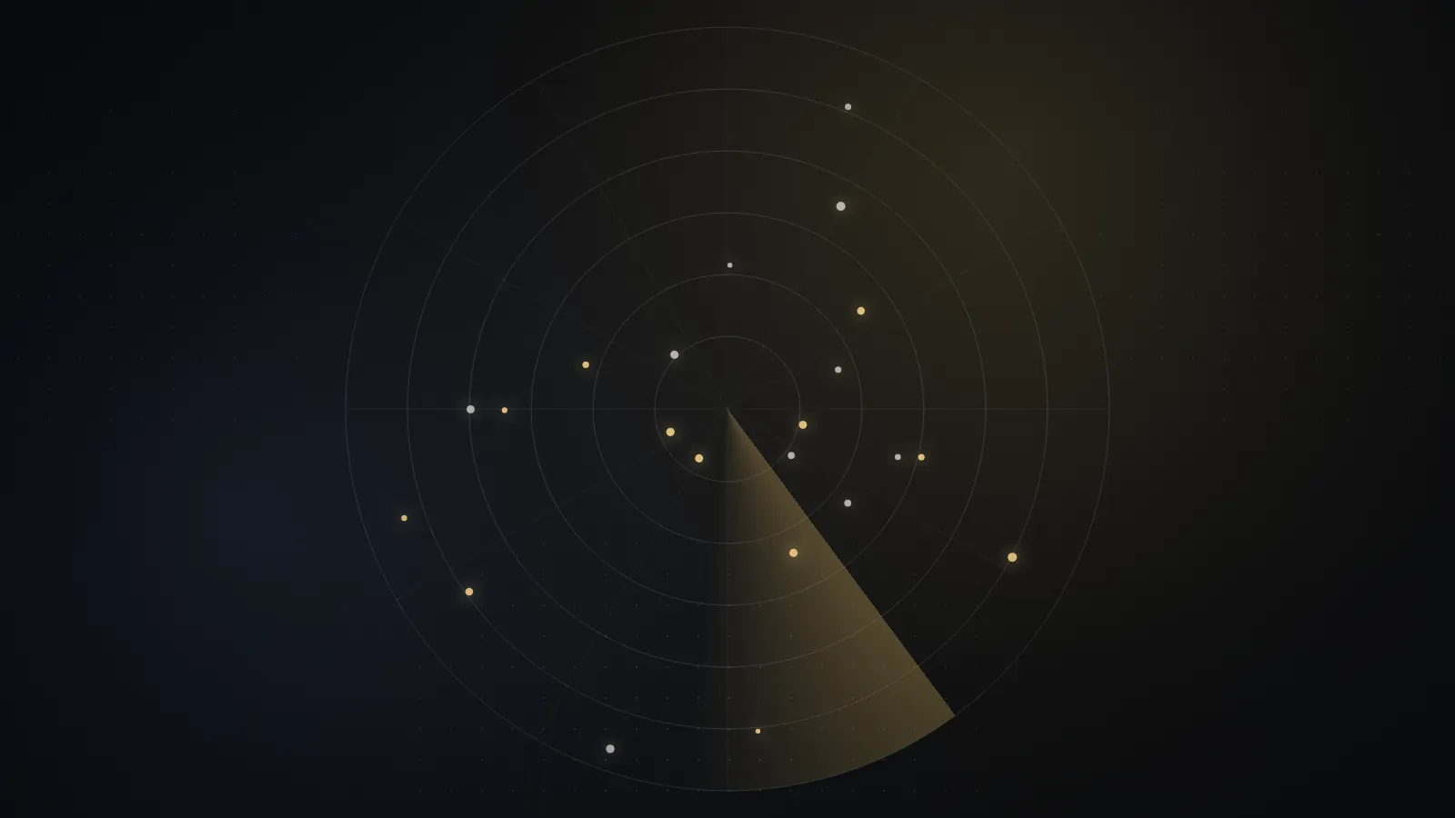 Radar sweep with scattered points, representing platforms approaching their end-of-support dates